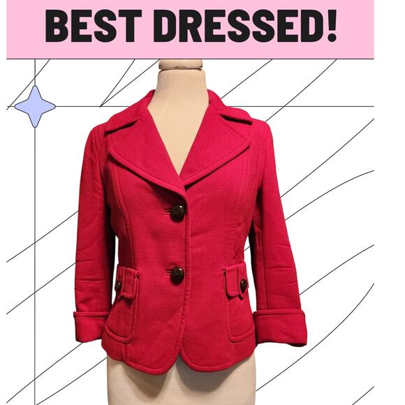Talbots Red Wool Blazer - Size 4 - Picture 2 of 6